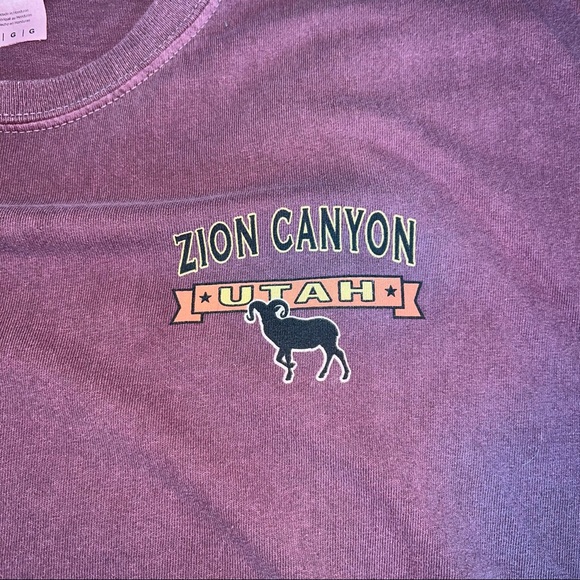 Vintage Zion Canyon Gildan Long-Sleeve T-Shirt Maroon Size Large - Picture 4 of 8